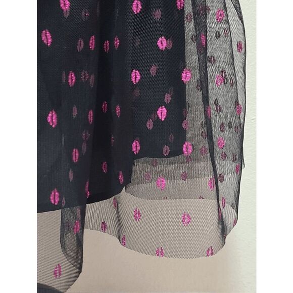 💋 BETSEY JOHNSON Lip Print Tiered Sweetheart Black Dress SIZE 12 NWT - Picture 11 of 13